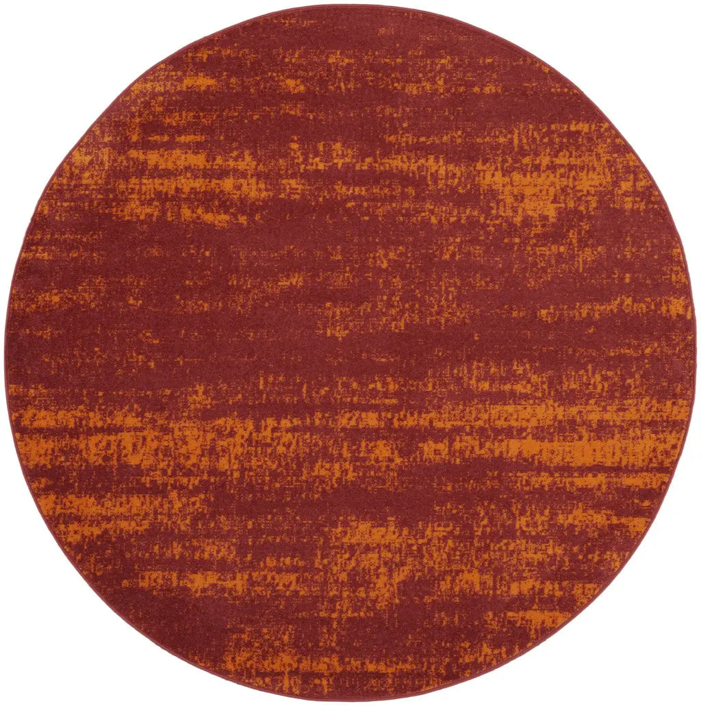8' Red And Orange Round Abstract Indoor Outdoor Area Rug Homeroots Outdoor
