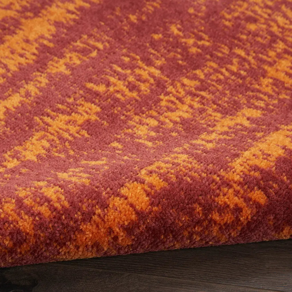 8' Red And Orange Round Abstract Indoor Outdoor Area Rug Homeroots Outdoor