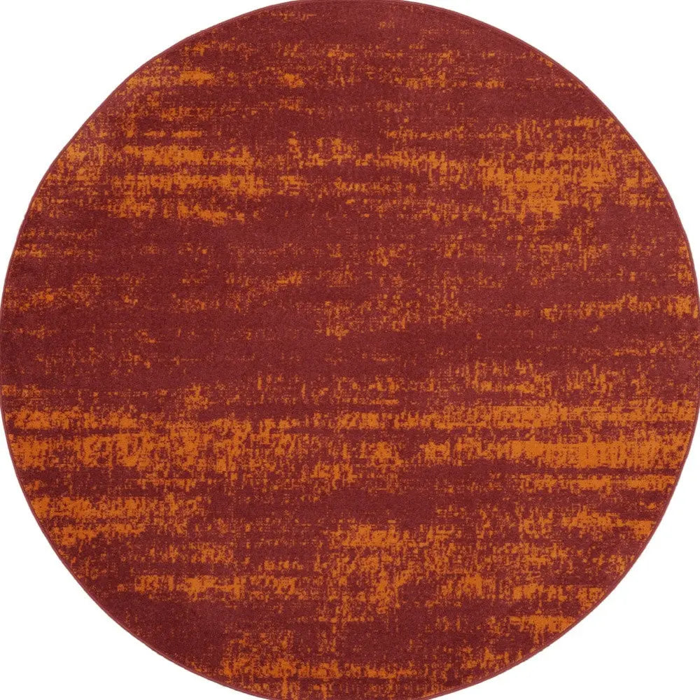 8' Red And Orange Round Abstract Indoor Outdoor Area Rug Homeroots Outdoor