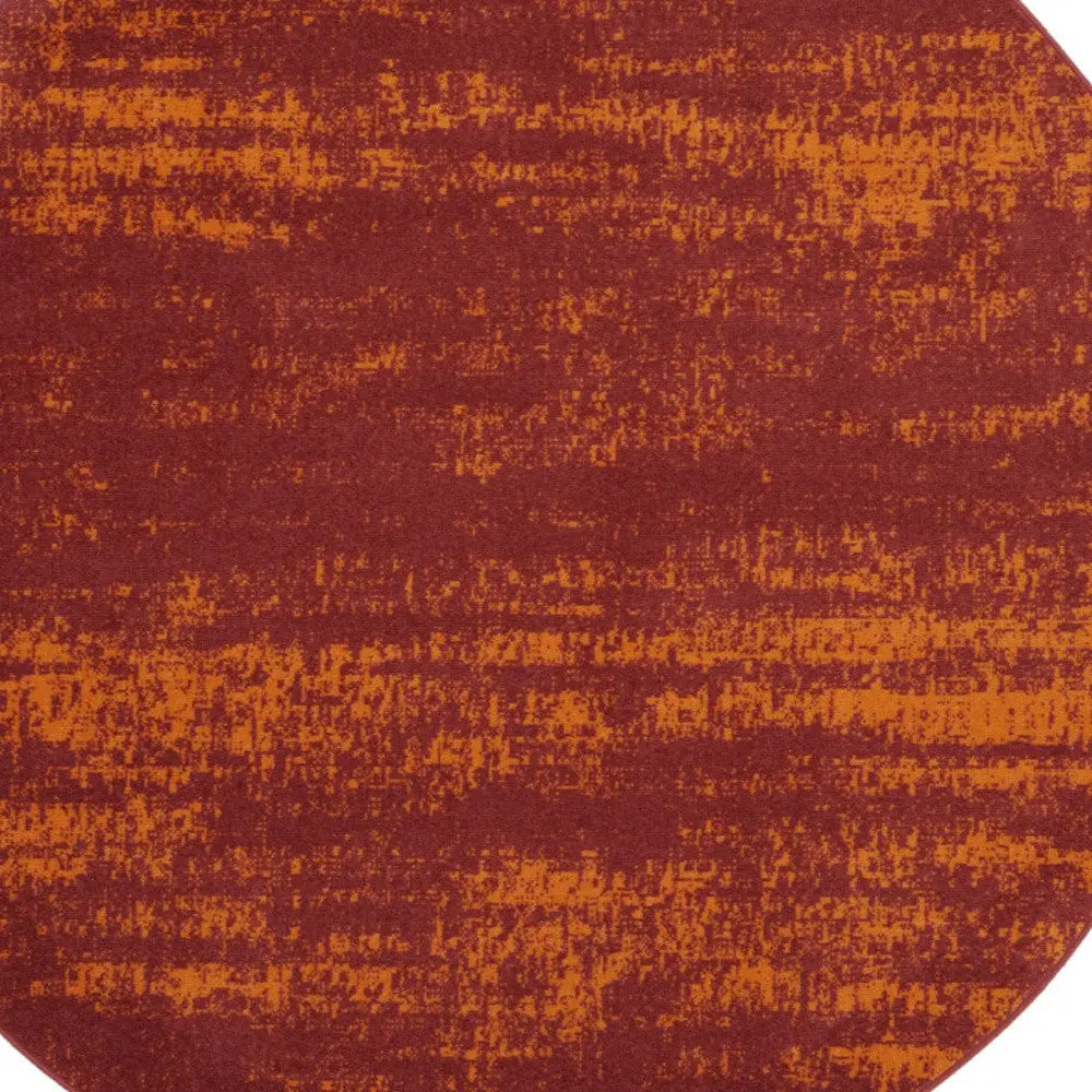8' Red And Orange Round Abstract Indoor Outdoor Area Rug Homeroots Outdoor