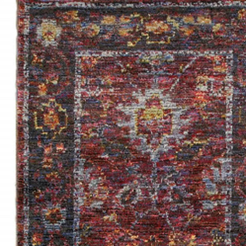 8' Red And Purple Oriental Runner Rug Homeroots Home Decor