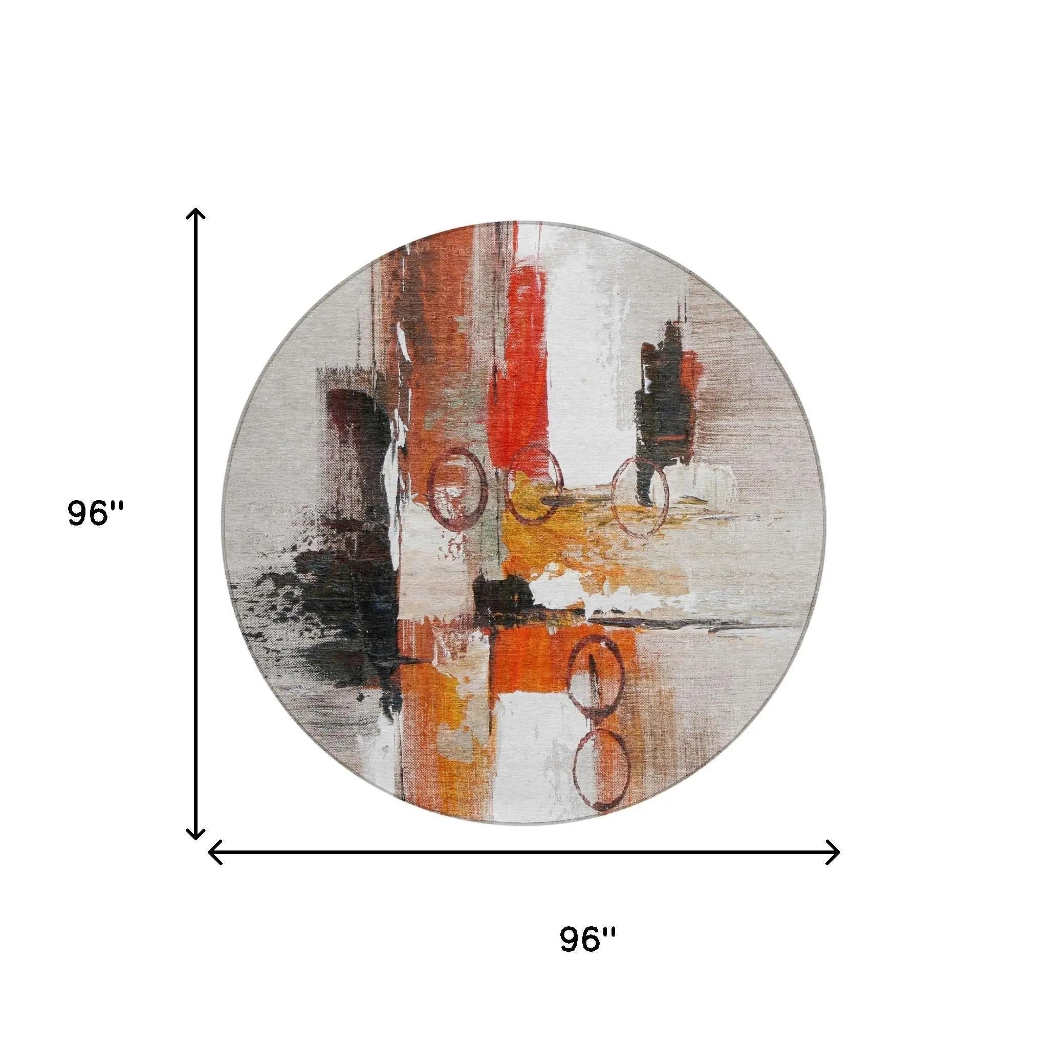 8' Red And Silver Round Abstract Washable Indoor Outdoor Area Rug Homeroots Outdoor