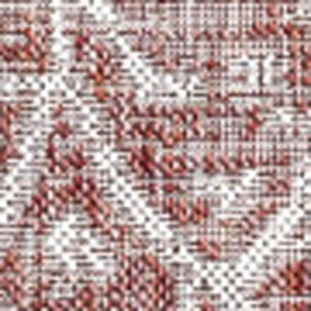8' Red And Taupe Square Medallion Indoor Outdoor Area Rug Homeroots Outdoor