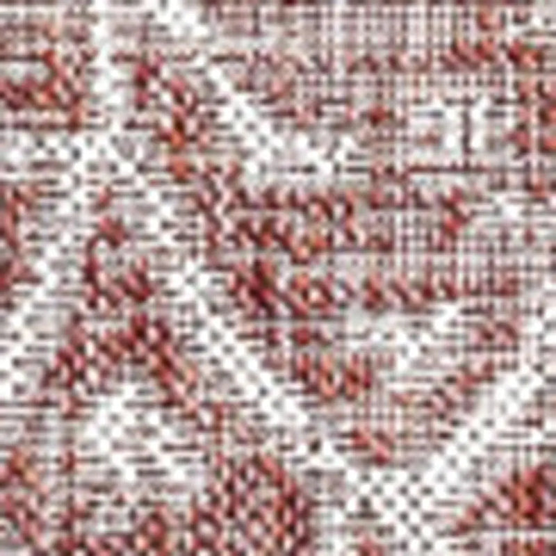 8' Red And Taupe Square Medallion Indoor Outdoor Area Rug Homeroots Outdoor