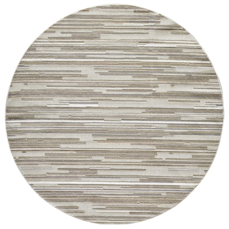 8' Round Gray Round Abstract Stain Resistant Indoor Outdoor Area Rug Homeroots Outdoor