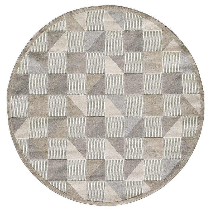 8' Round Gray Round Geometric Stain Resistant Indoor Outdoor Area Rug Homeroots Outdoor