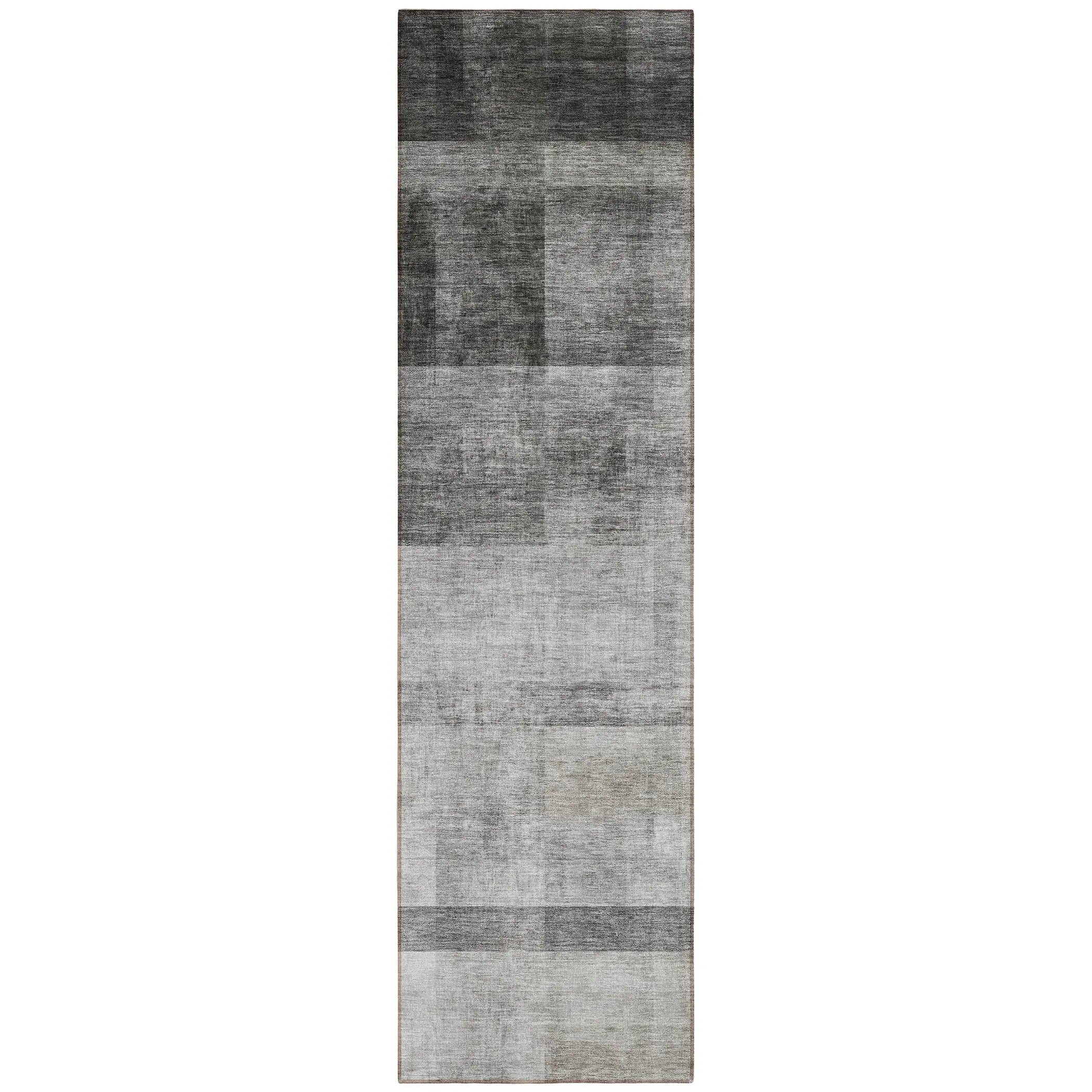 8' Runner Gray Ombre Washable Non Skid Indoor Outdoor Runner Rug Homeroots Outdoor