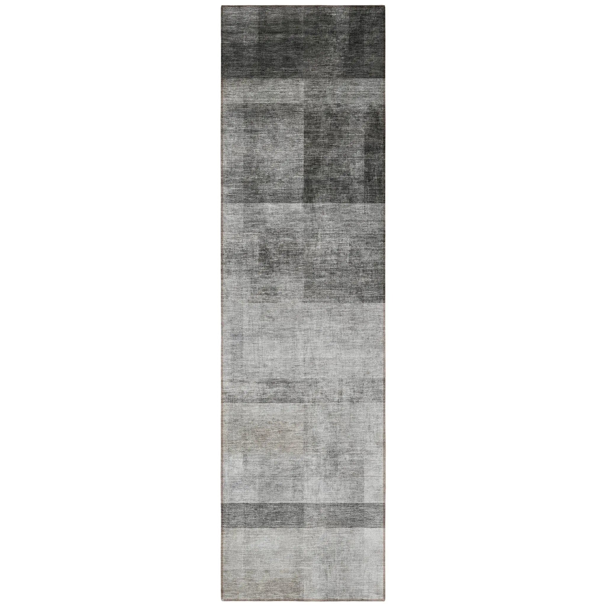 8' Runner Gray Ombre Washable Non Skid Indoor Outdoor Runner Rug Homeroots Outdoor