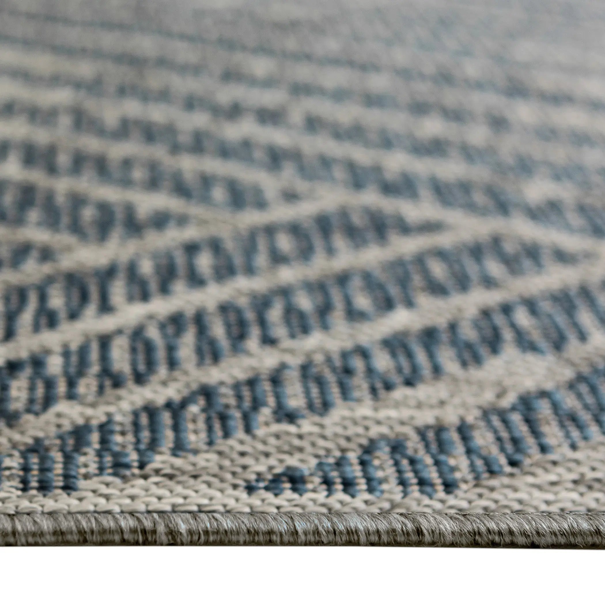 8' Runner Gray and Blue Geometric Stain Resistant Indoor Outdoor Runner Rug Homeroots Outdoor