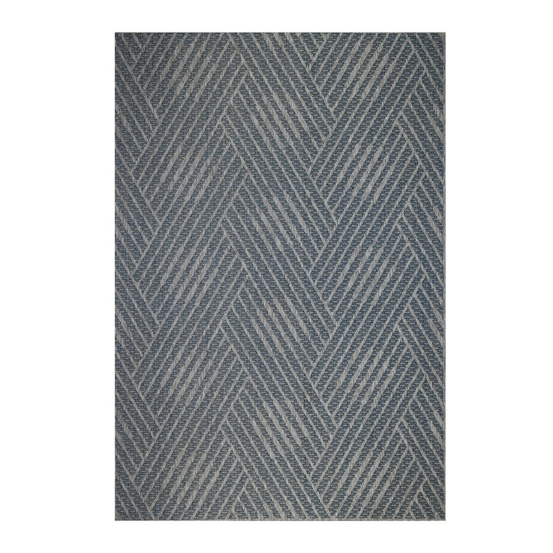 8' Runner Gray and Blue Geometric Stain Resistant Indoor Outdoor Runner Rug Homeroots Outdoor