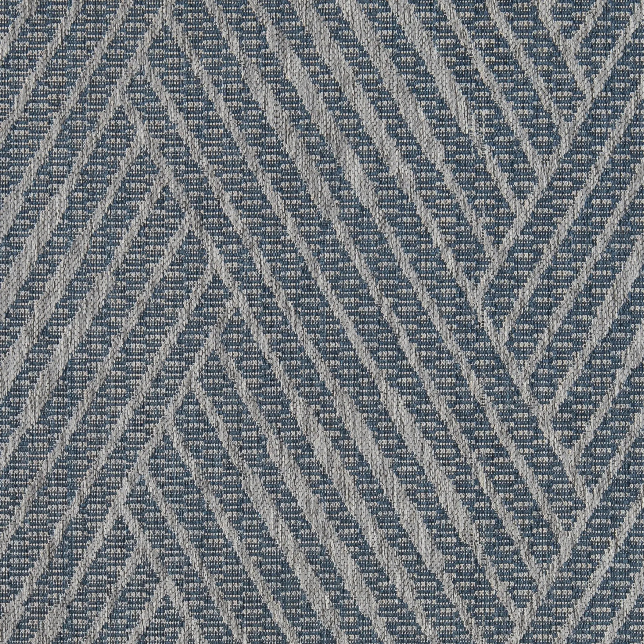8' Runner Gray and Blue Geometric Stain Resistant Indoor Outdoor Runner Rug Homeroots Outdoor