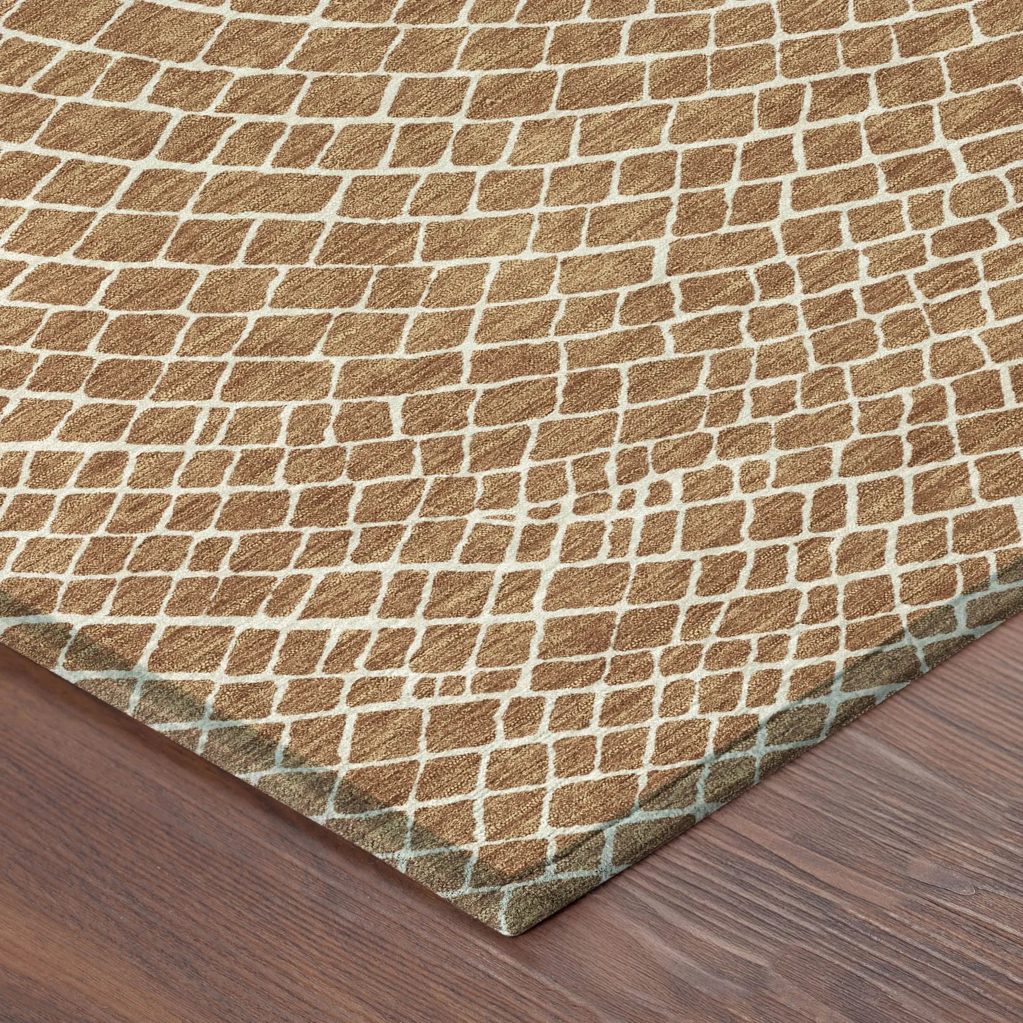 8' Rust And Ivory Round Geometric Washable Indoor Outdoor Area Rug Homeroots Outdoor