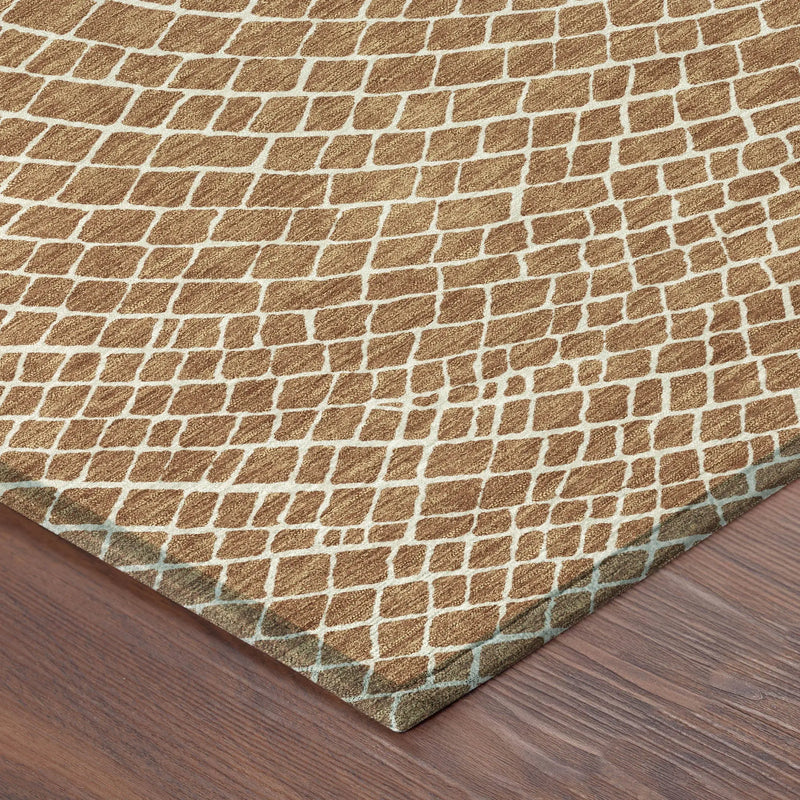 8' Rust And Ivory Round Geometric Washable Indoor Outdoor Area Rug Homeroots Outdoor