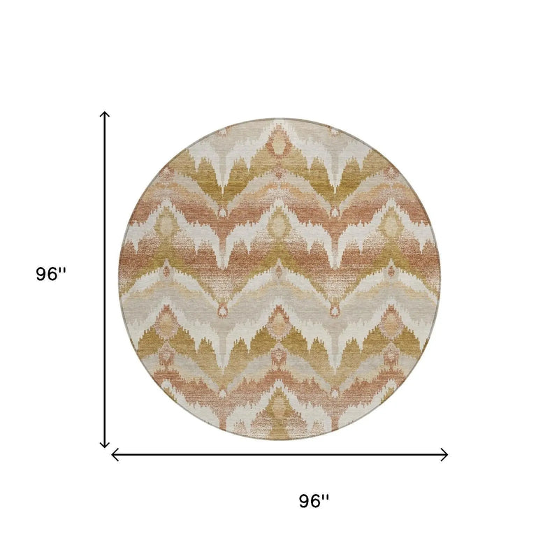 8' Rust And Orange Round Abstract Washable Indoor Outdoor Area Rug Homeroots Outdoor