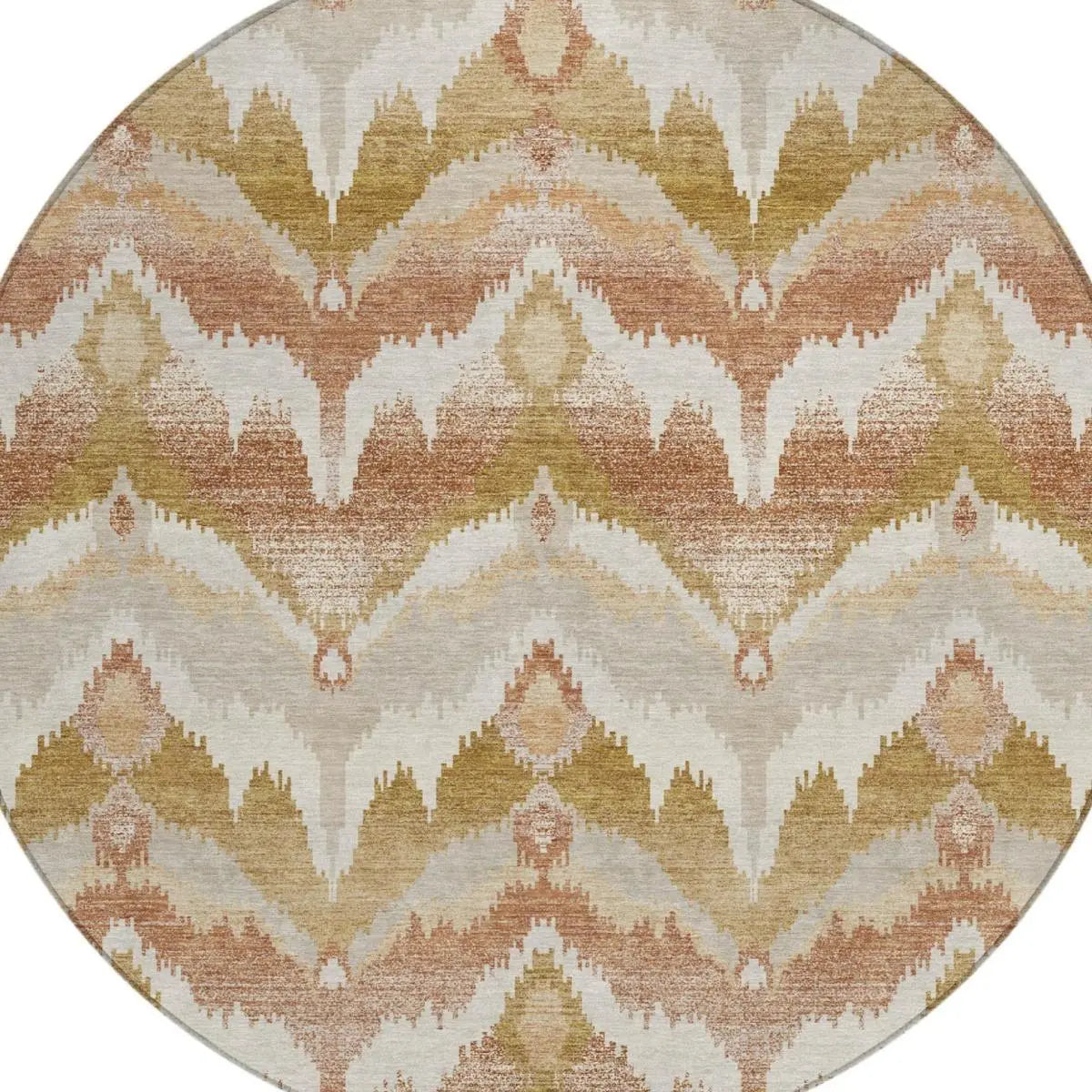 8' Rust And Orange Round Abstract Washable Indoor Outdoor Area Rug Homeroots Outdoor