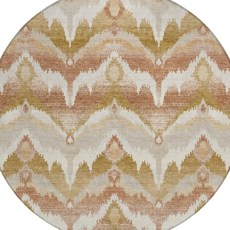 8' Rust And Orange Round Abstract Washable Indoor Outdoor Area Rug Homeroots Outdoor