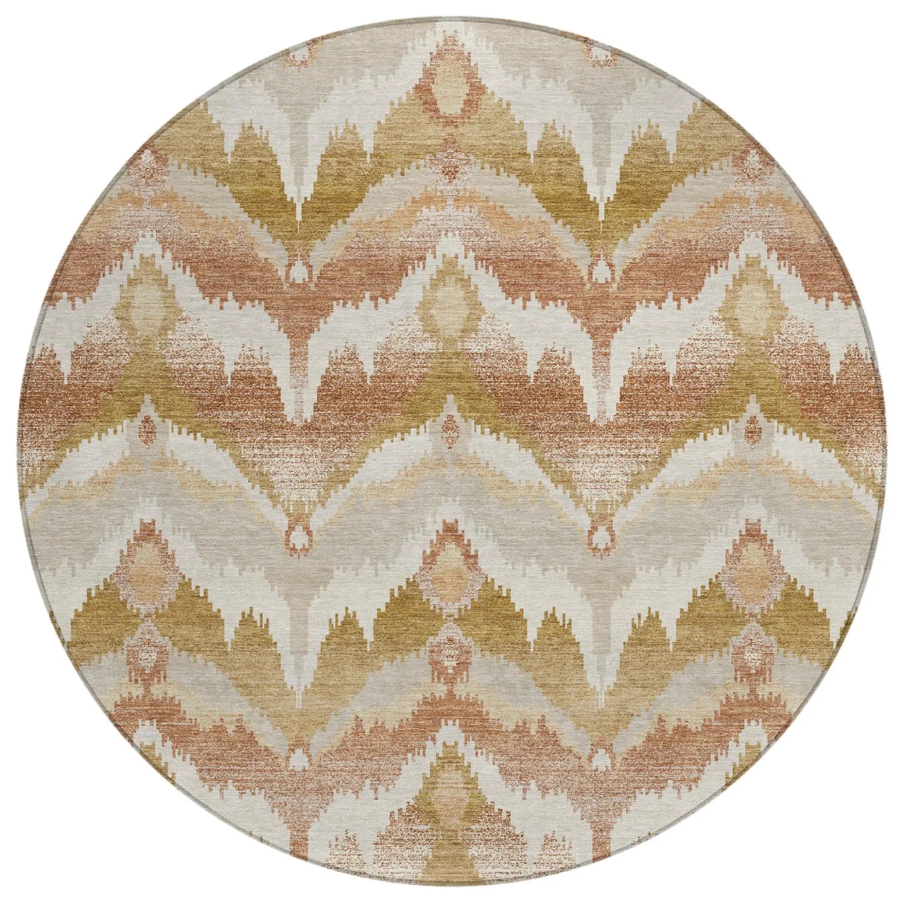 8' Rust And Orange Round Abstract Washable Indoor Outdoor Area Rug Homeroots Outdoor