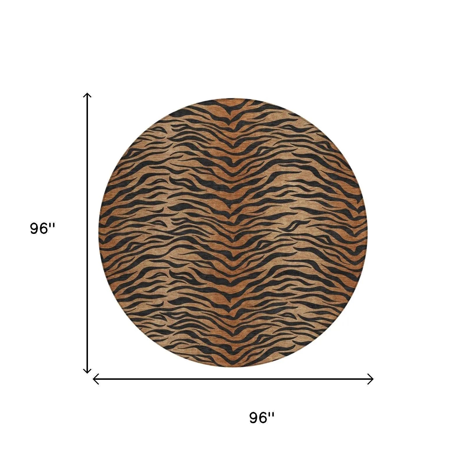 8' Rust And Orange Round Animal Print Washable Indoor Outdoor Area Rug Homeroots Outdoor