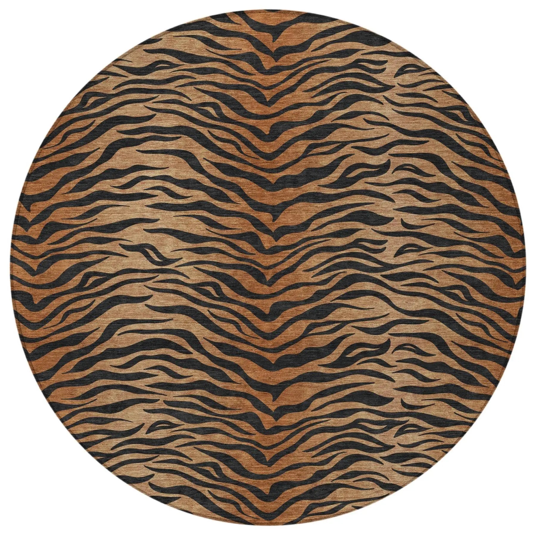 8' Rust And Orange Round Animal Print Washable Indoor Outdoor Area Rug Homeroots Outdoor