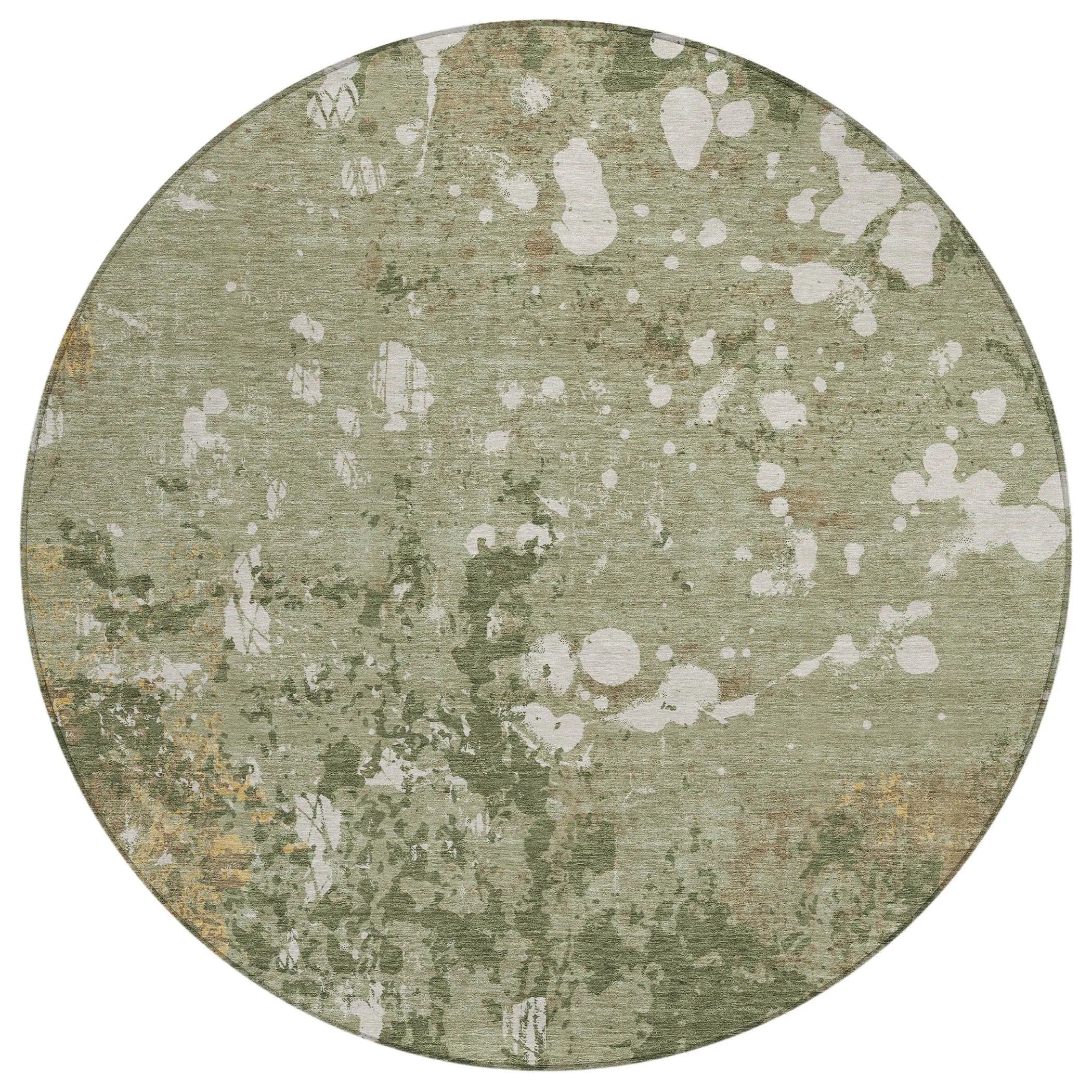 8' Sage And Beige Round Abstract Washable Indoor Outdoor Area Rug Homeroots Outdoor