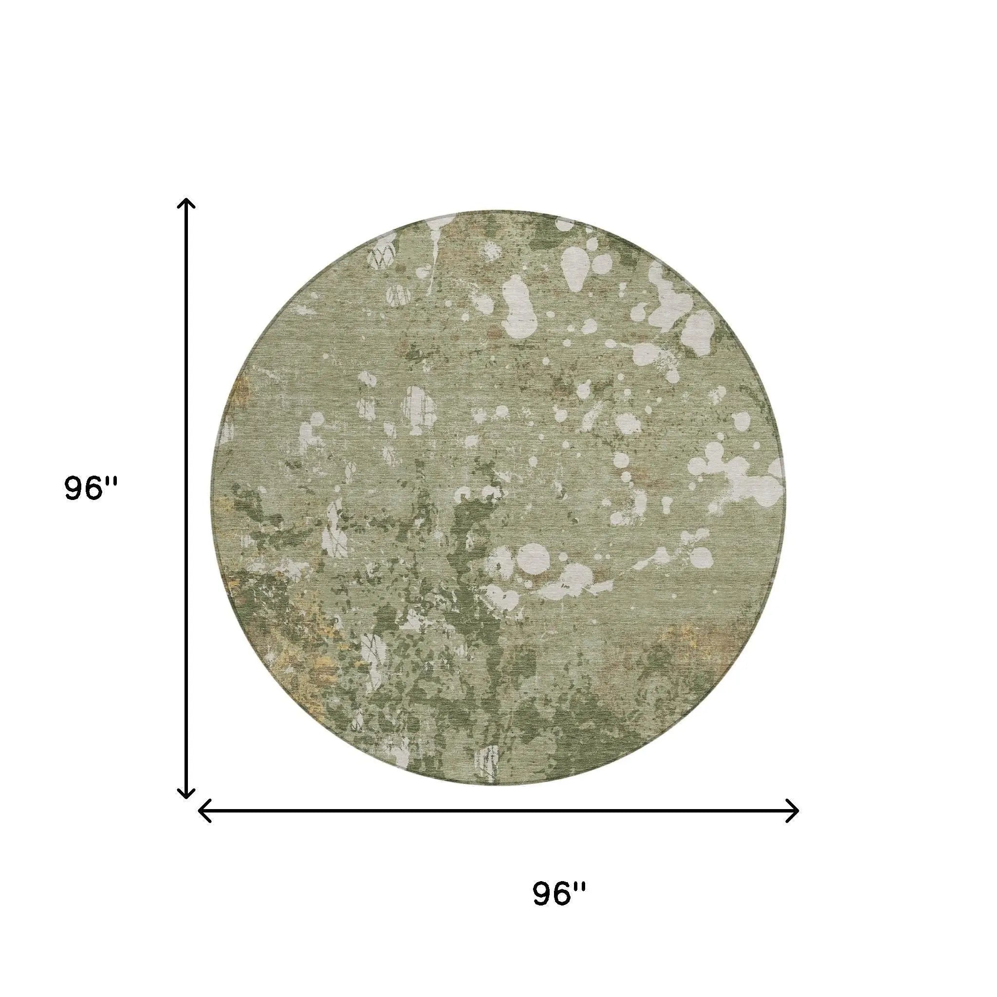 8' Sage And Beige Round Abstract Washable Indoor Outdoor Area Rug Homeroots Outdoor