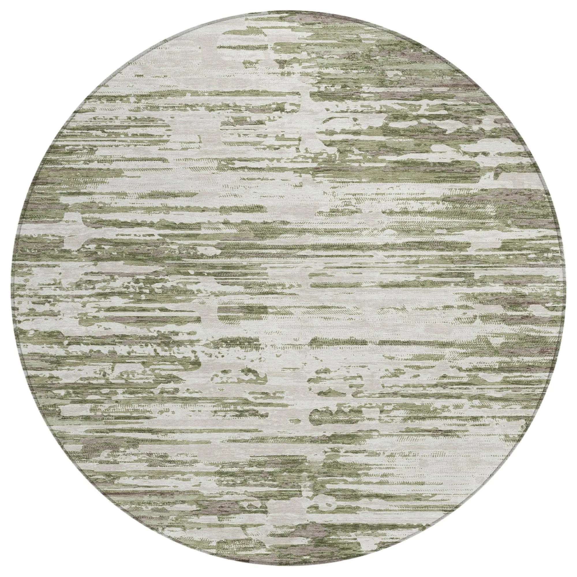 8' Sage And Green Round Abstract Washable Indoor Outdoor Area Rug Homeroots Outdoor
