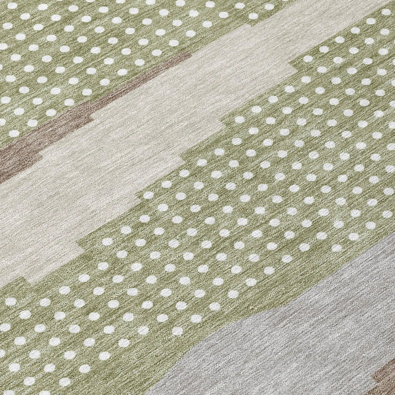 8' Sage And Green Round Abstract Washable Indoor Outdoor Area Rug Homeroots Outdoor
