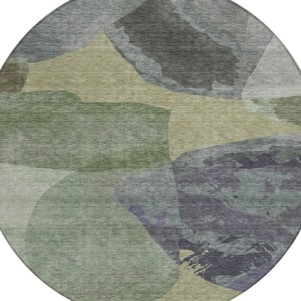 8' Sage And Green Round Abstract Washable Indoor Outdoor Area Rug Homeroots Outdoor