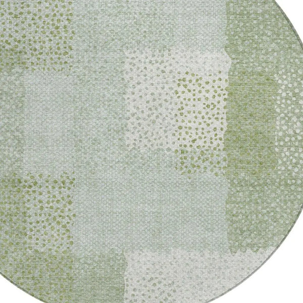 8' Sage And Green Round Abstract Washable Indoor Outdoor Area Rug Homeroots Outdoor