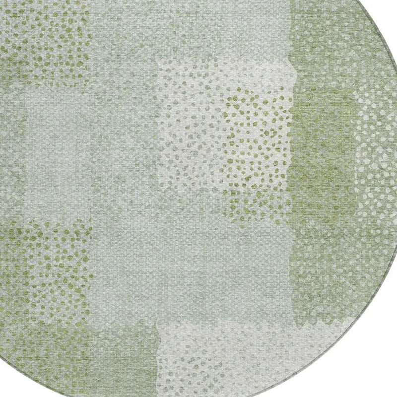 8' Sage And Green Round Abstract Washable Indoor Outdoor Area Rug Homeroots Outdoor
