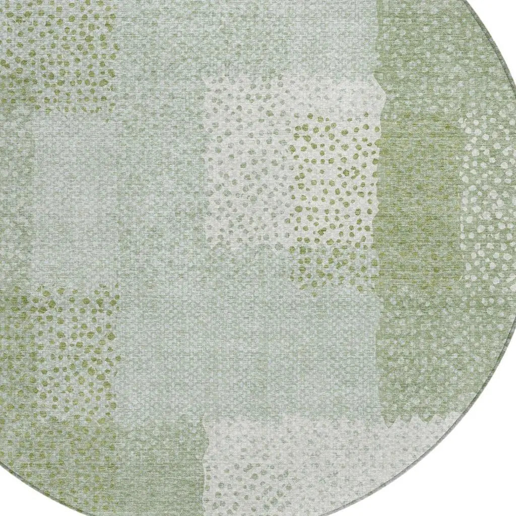 8' Sage And Green Round Abstract Washable Indoor Outdoor Area Rug Homeroots Outdoor