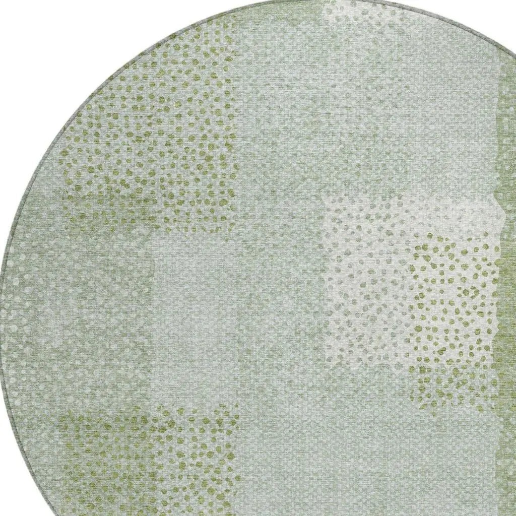 8' Sage And Green Round Abstract Washable Indoor Outdoor Area Rug Homeroots Outdoor