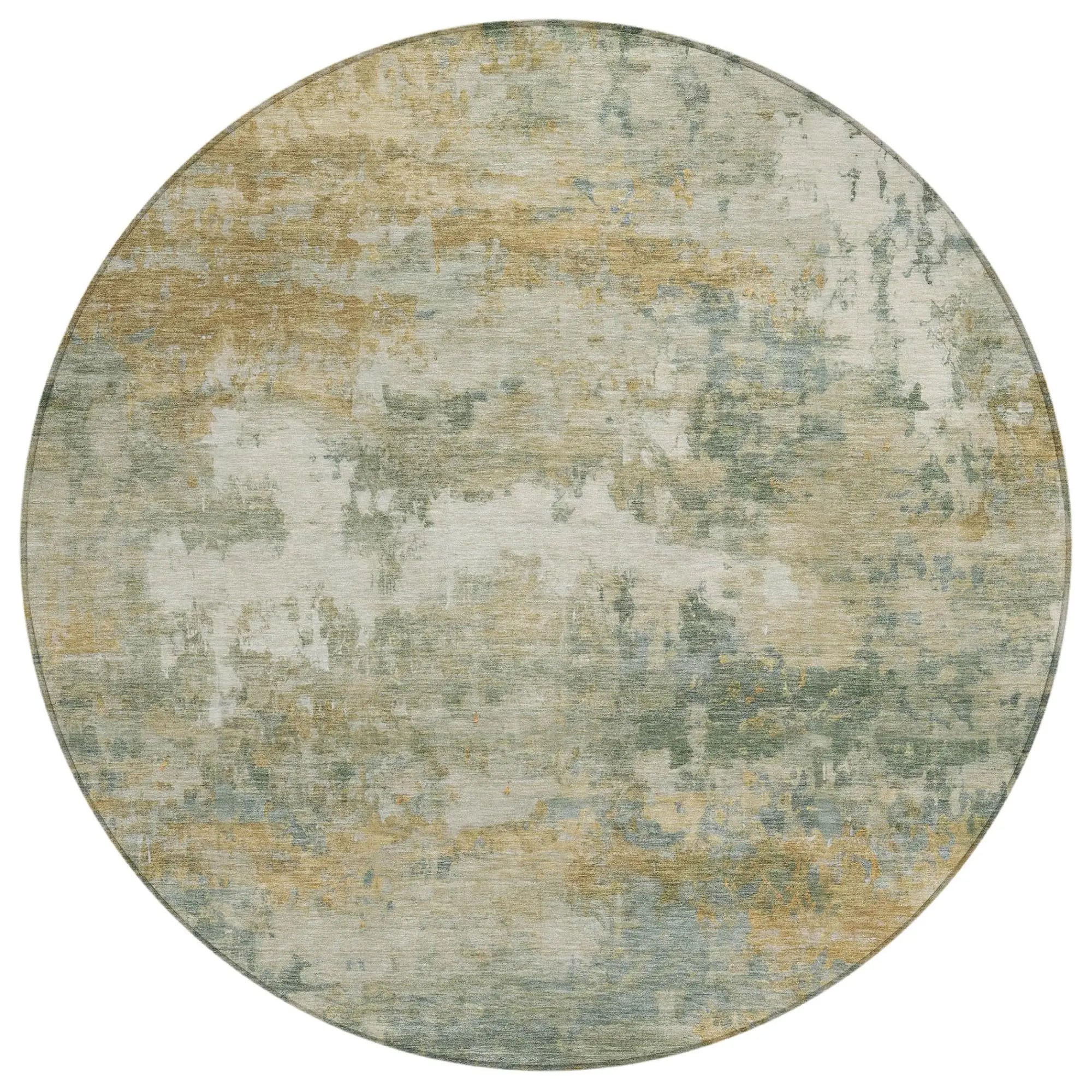 8' Sage And Green Round Abstract Washable Indoor Outdoor Area Rug Homeroots Outdoor