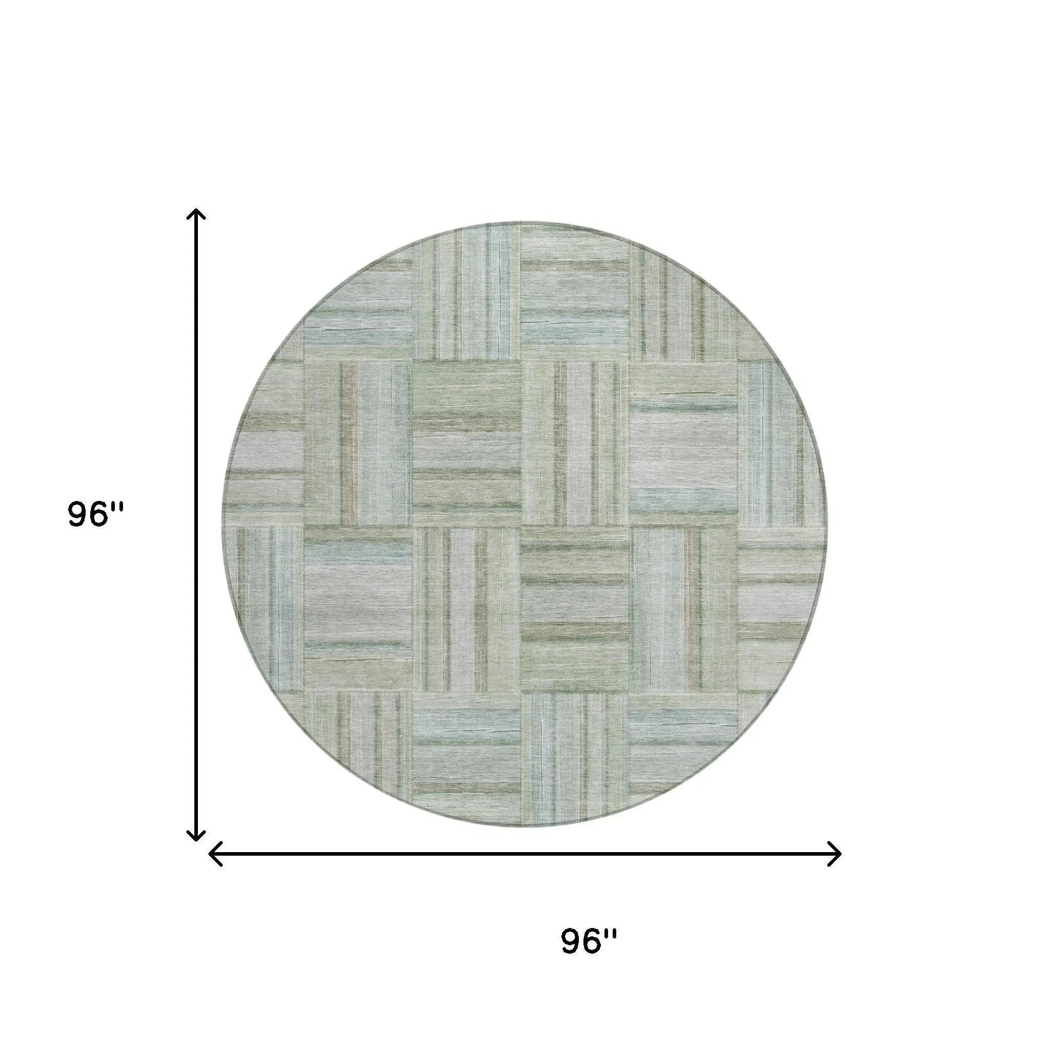 8' Sage And Green Round Geometric Washable Indoor Outdoor Area Rug Homeroots Outdoor