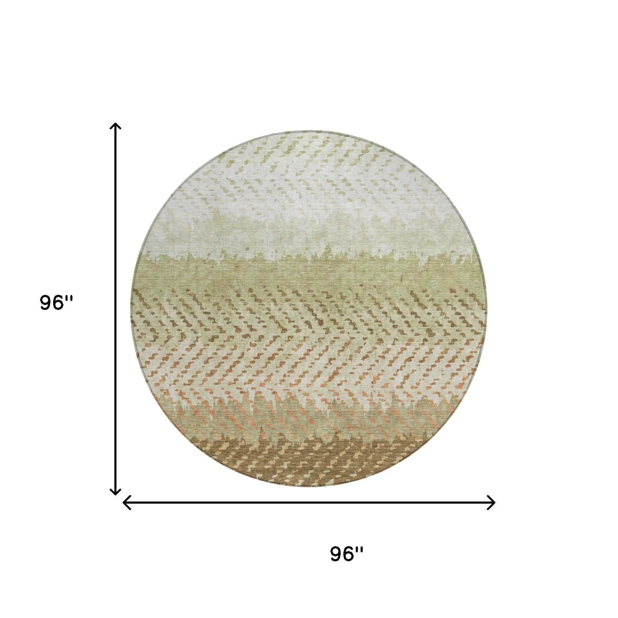 8' Sage And Green Round Striped Washable Indoor Outdoor Area Rug Homeroots Outdoor