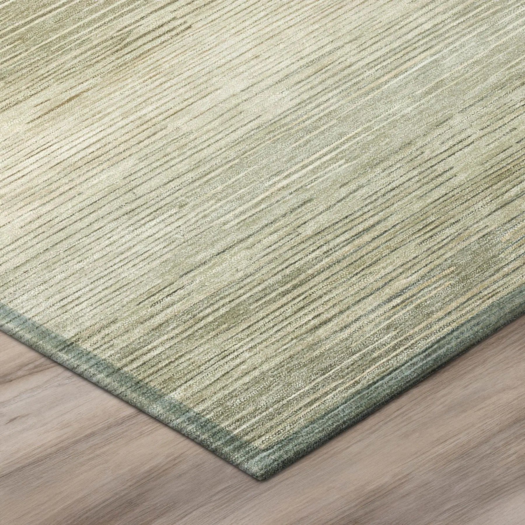 8' Sage And Green Round Striped Washable Indoor Outdoor Area Rug Homeroots Outdoor