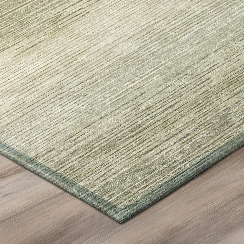 8' Sage And Green Round Striped Washable Indoor Outdoor Area Rug Homeroots Outdoor
