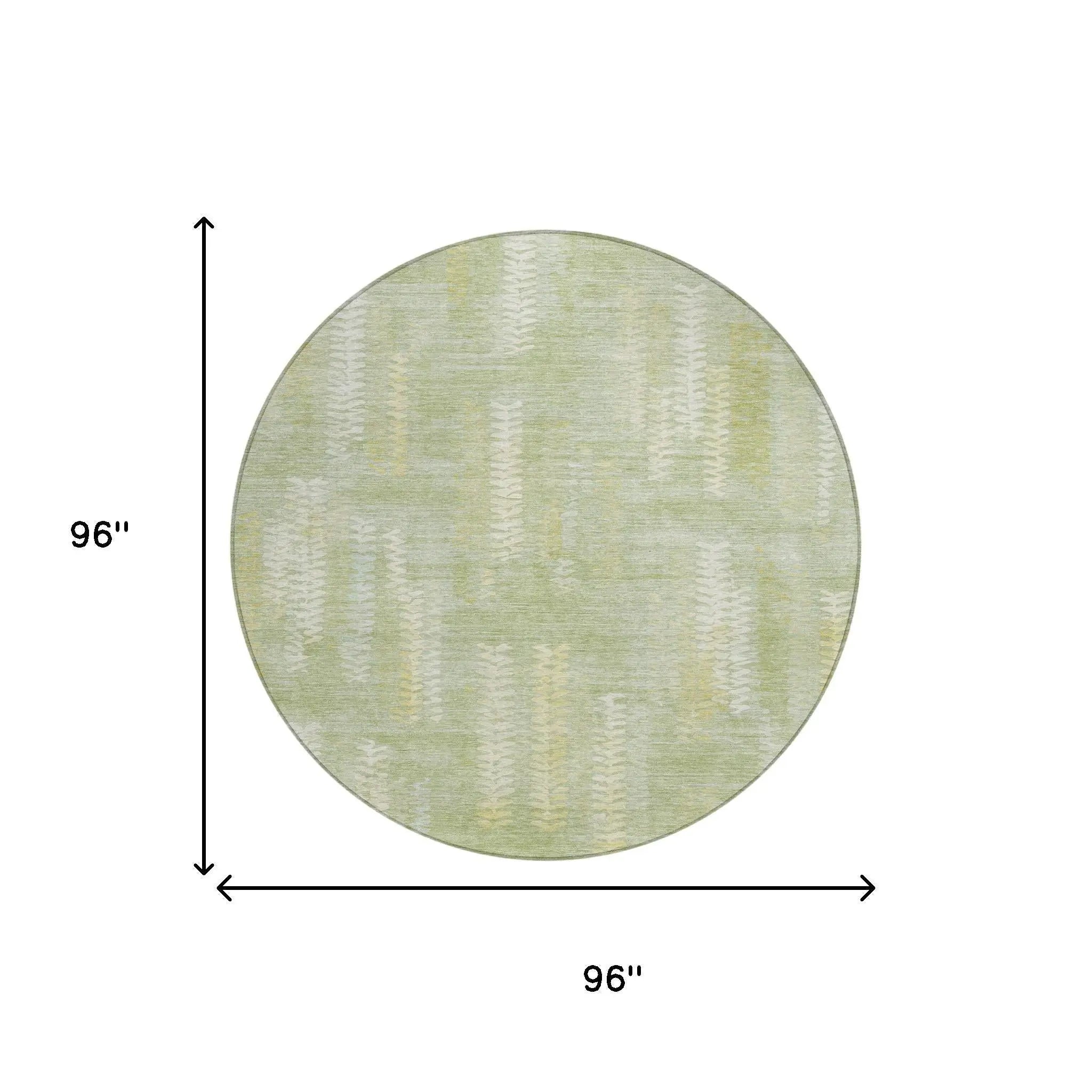 8' Sage And Green Round Striped Washable Indoor Outdoor Area Rug Homeroots Outdoor