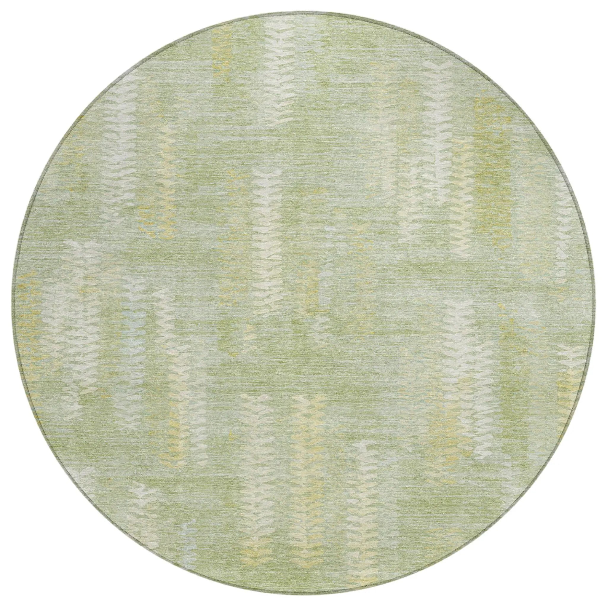8' Sage And Green Round Striped Washable Indoor Outdoor Area Rug Homeroots Outdoor