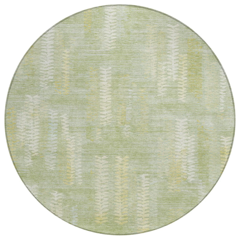 8' Sage And Green Round Striped Washable Indoor Outdoor Area Rug Homeroots Outdoor