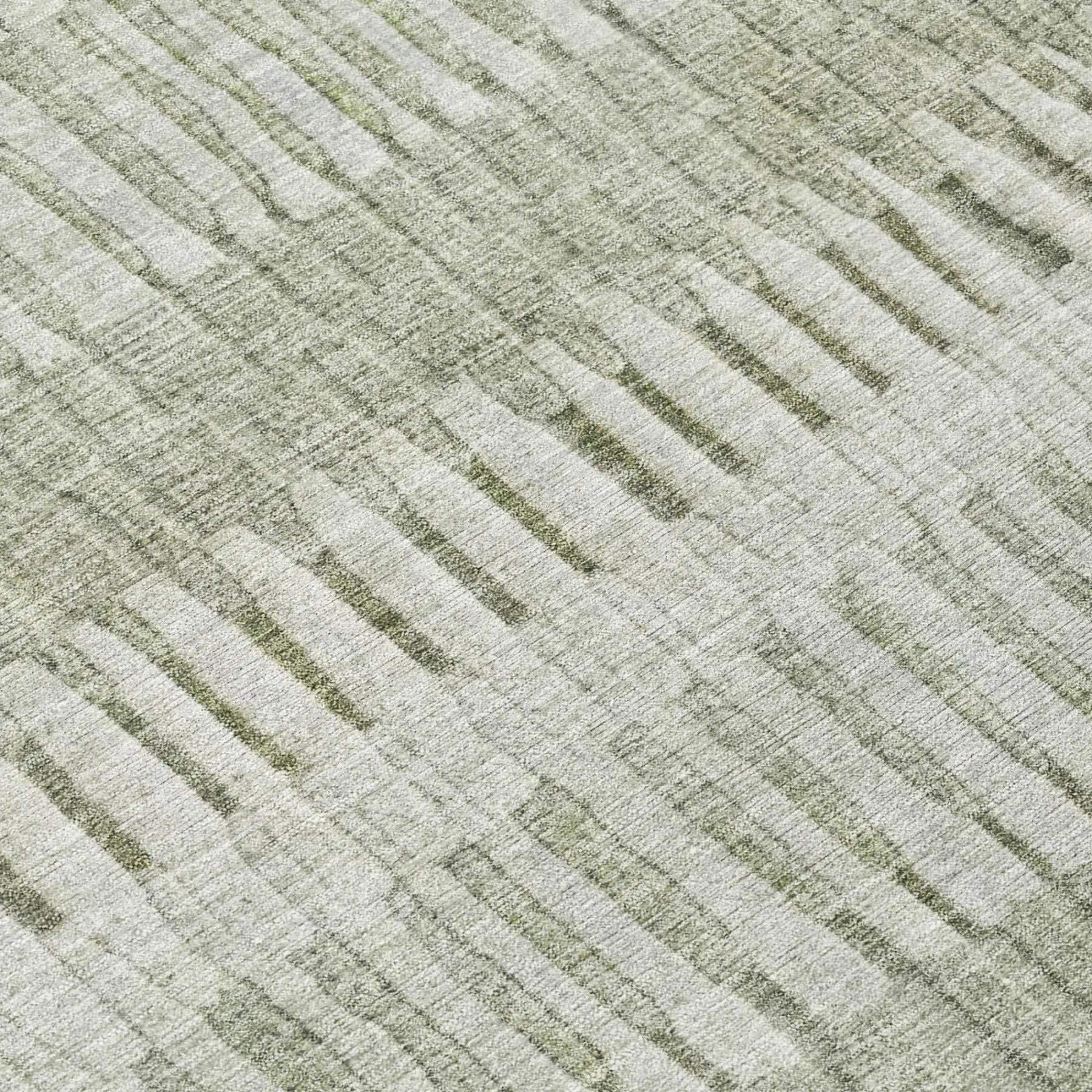 8' Sage And Green Round Striped Washable Indoor Outdoor Area Rug Homeroots Outdoor