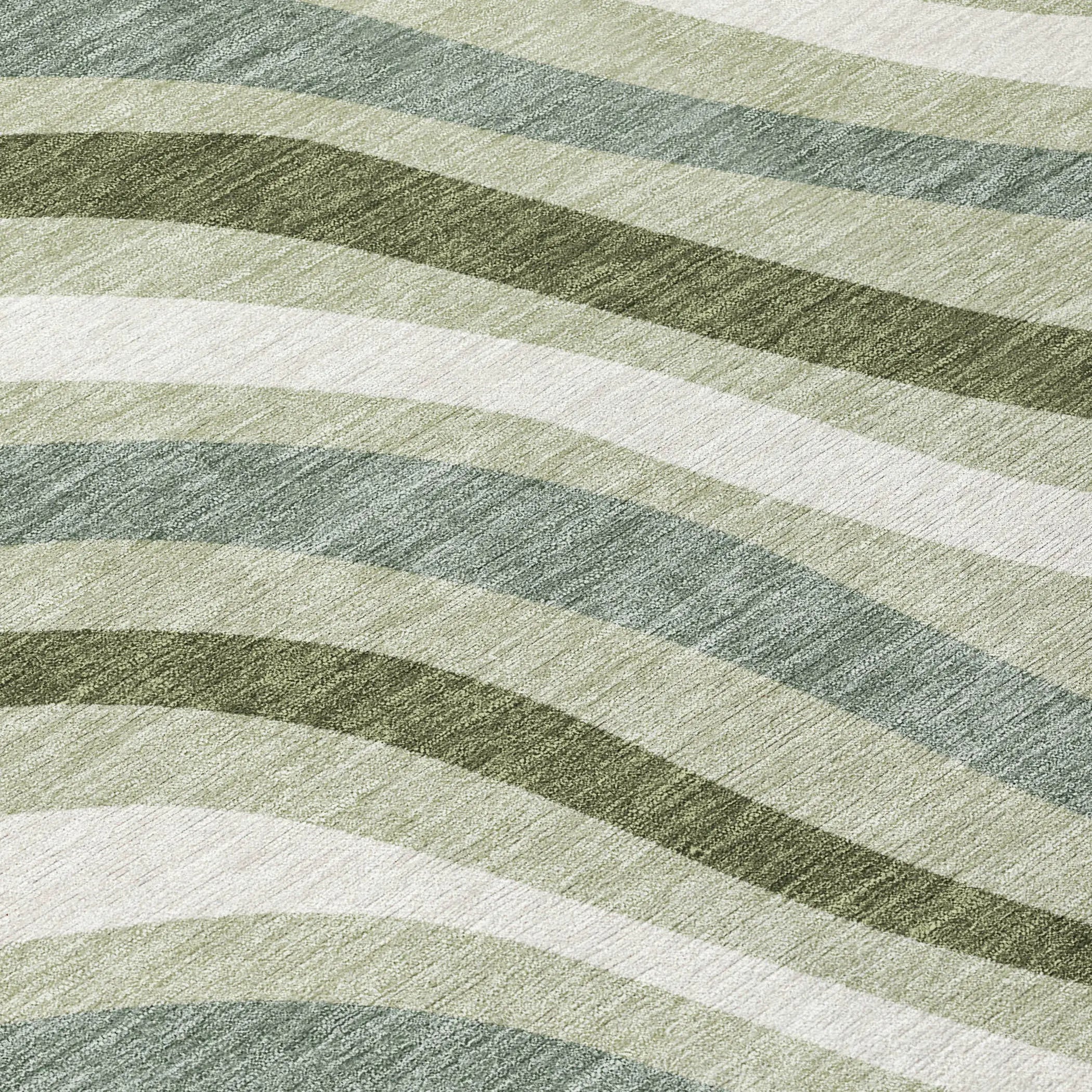 8' Sage And Green Round Striped Washable Indoor Outdoor Area Rug Homeroots Outdoor