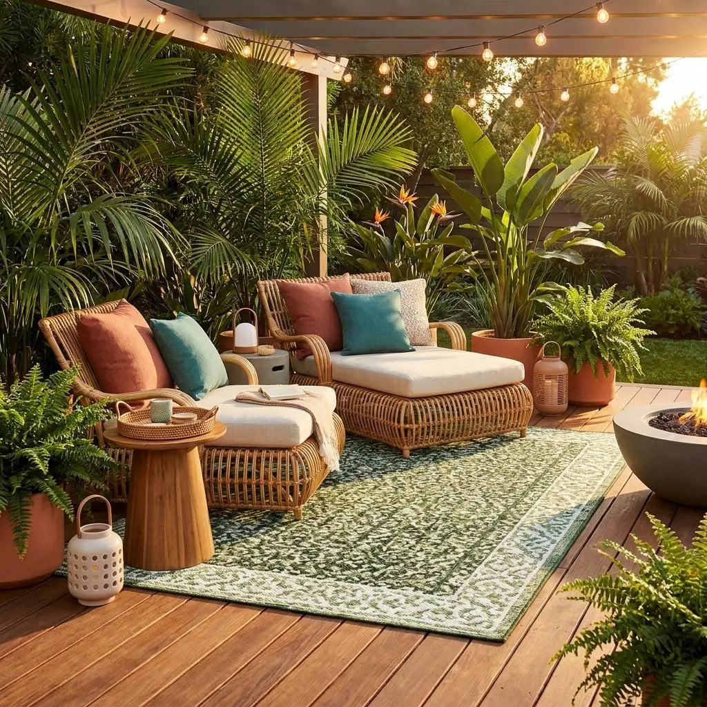 8' Sage And Green Round Striped Washable Indoor Outdoor Area Rug Homeroots Outdoor