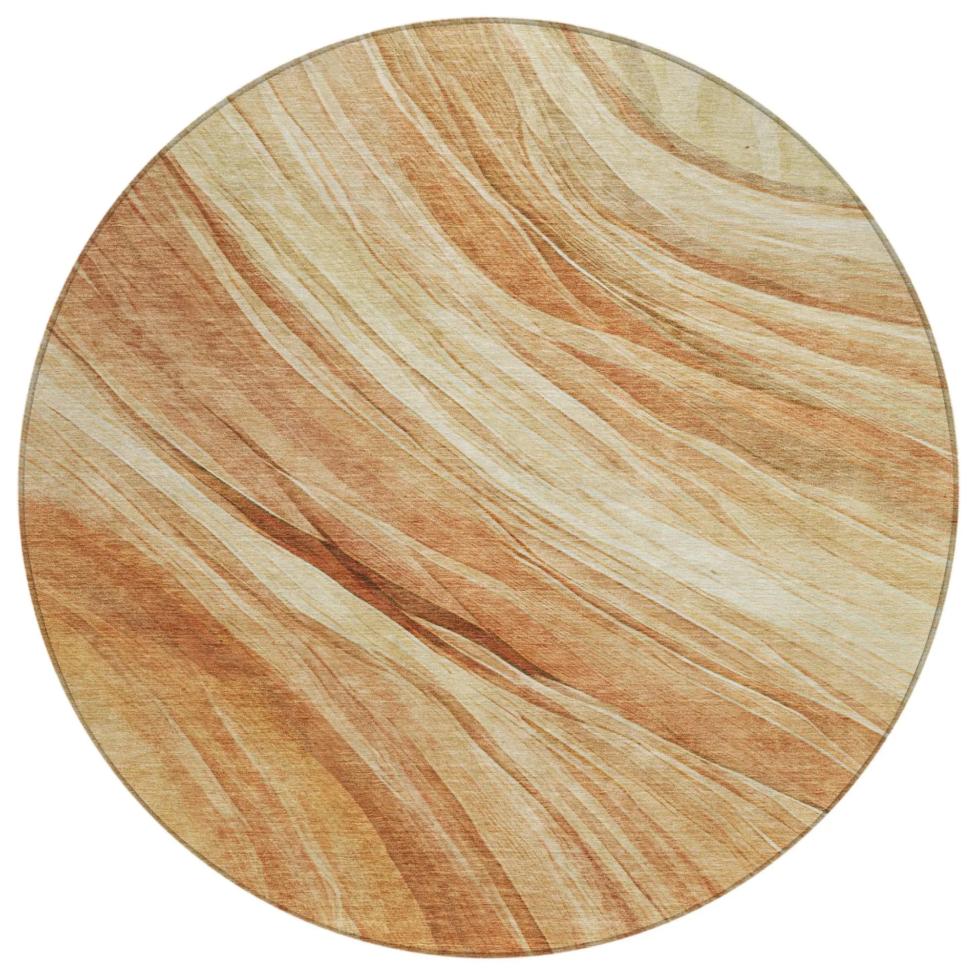 8' Salmon And Orange Round Abstract Washable Indoor Outdoor Area Rug Homeroots Outdoor