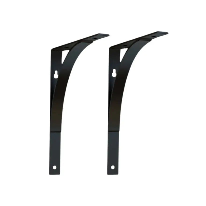 8" Set Of Two Black Curved Metal Wall Mounted Shelf Brackets - GreatEagleInc