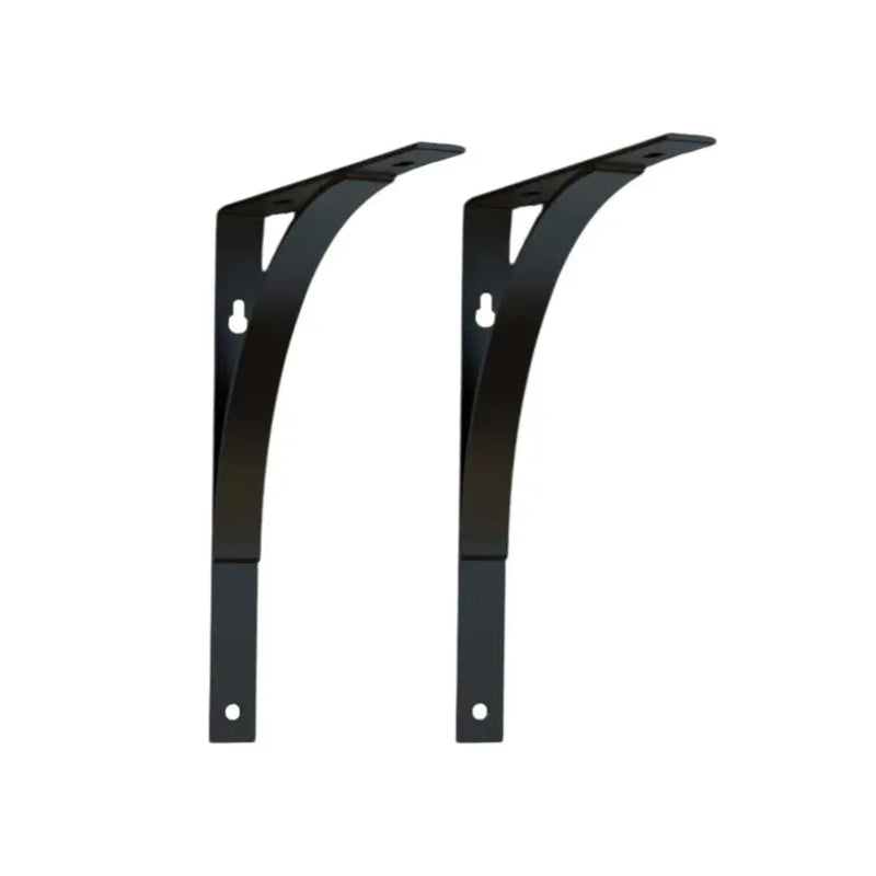 8" Set Of Two Black Curved Metal Wall Mounted Shelf Brackets - GreatEagleInc