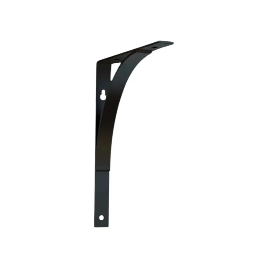 8" Set Of Two Black Curved Metal Wall Mounted Shelf Brackets - GreatEagleInc
