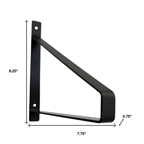 8" Set Of Two Black Metal Wall Mounted Shelf Brackets Homeroots Organization