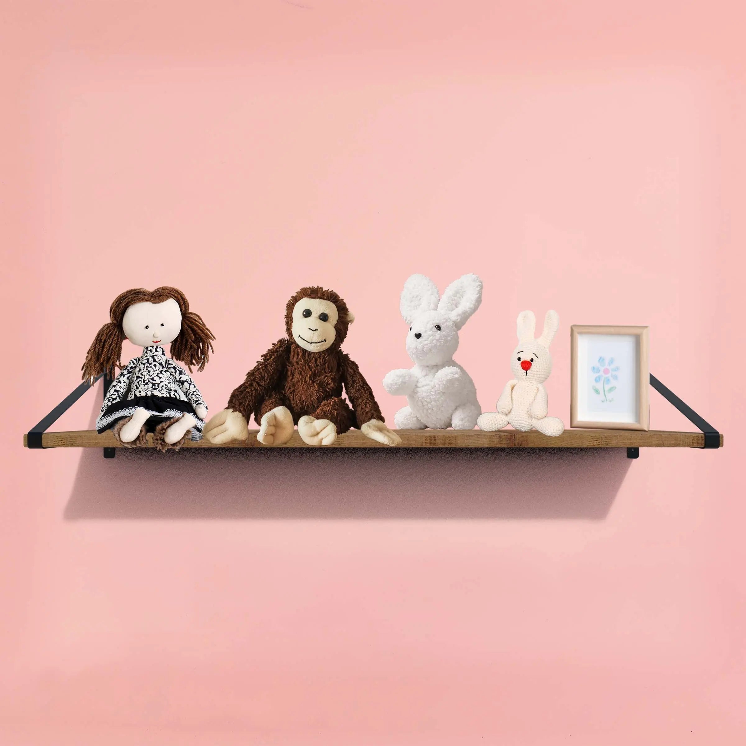 8" Set Of Two Black Metal Wall Mounted Shelf Brackets Homeroots Organization