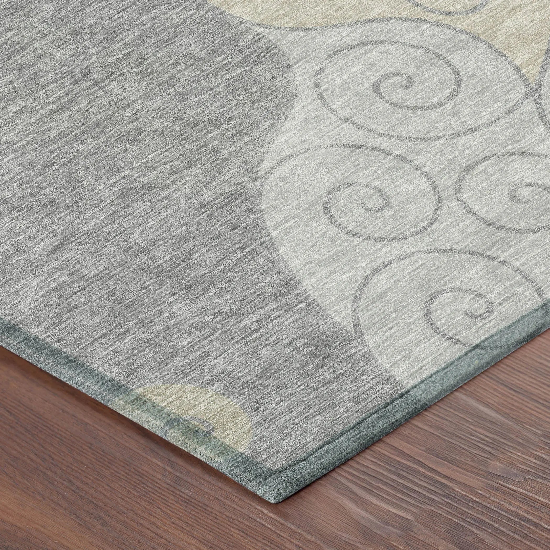 8' Silver And Beige Round Abstract Washable Indoor Outdoor Area Rug Homeroots Outdoor
